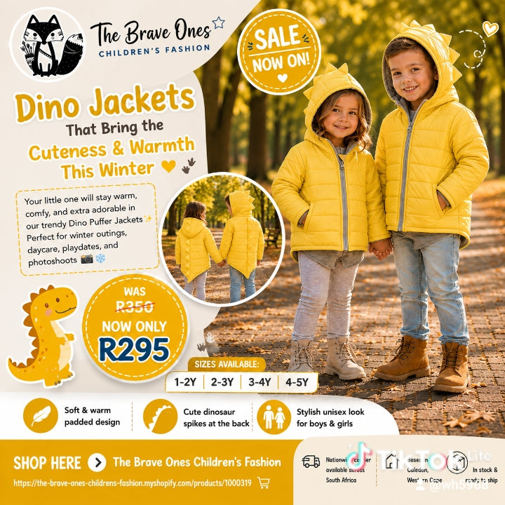 Dino Puffer Jacket Yellow #1000322