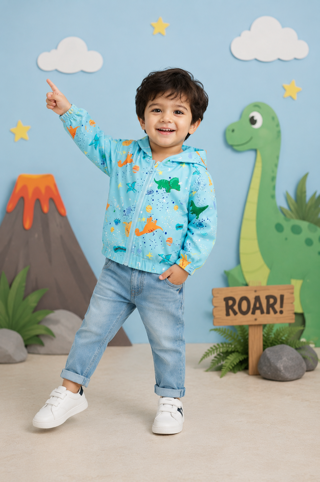 Blue Dinosaur Windbreaker Jacket #1001095