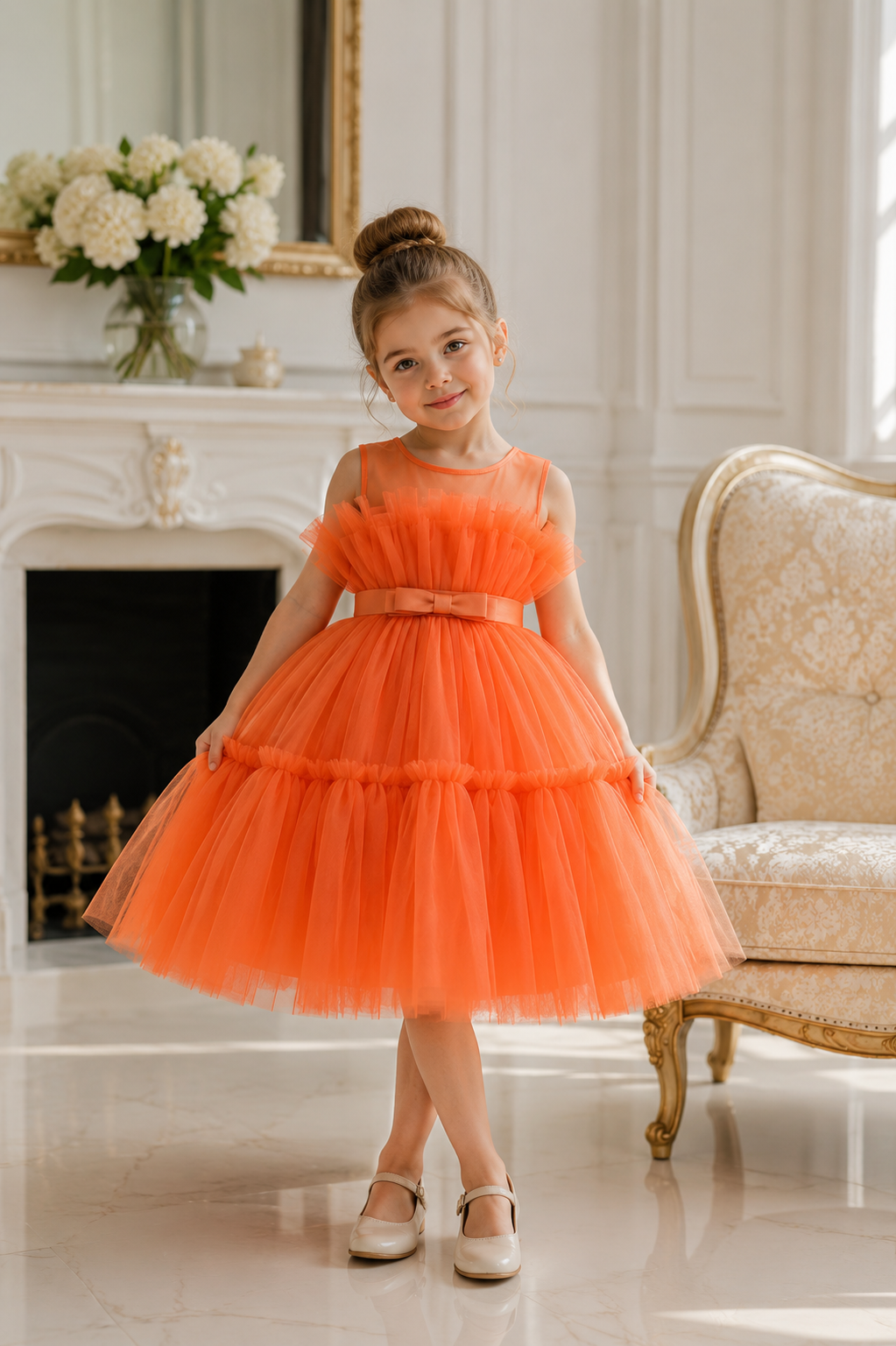 Orange Ruffle Special Occasions Dress #1000898