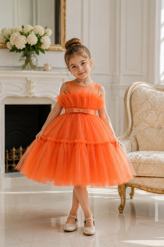 Orange Ruffle Special Occasions Dress #1000898