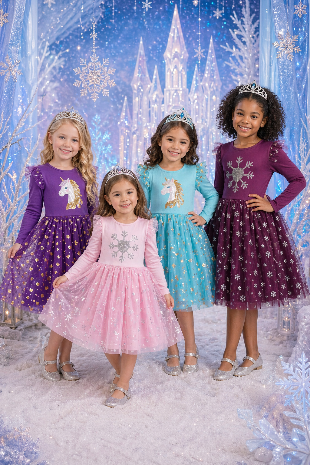 Teal Sequins Unicorn Dress #1002007