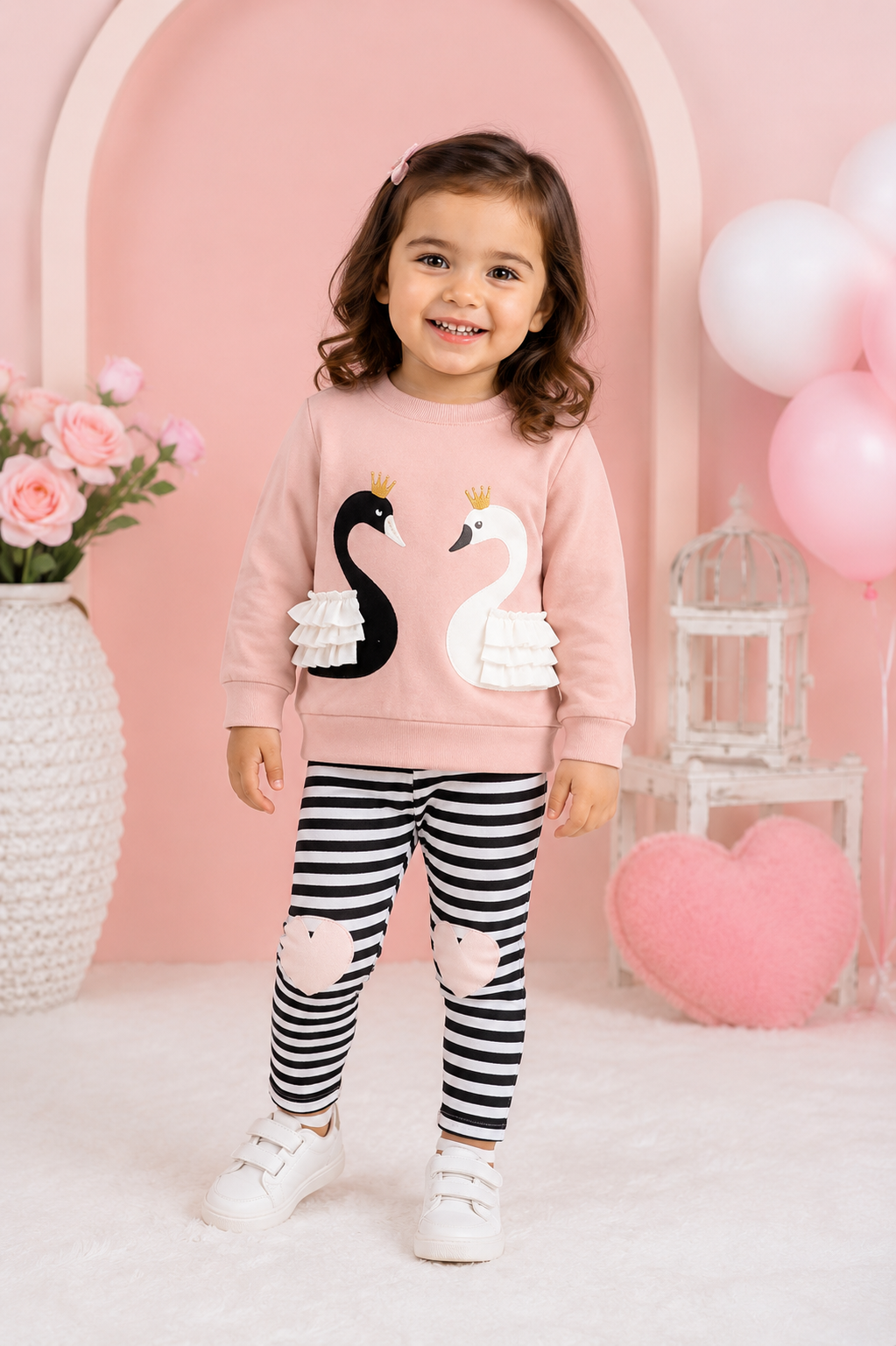 Swan Top and striped Legging #100089
