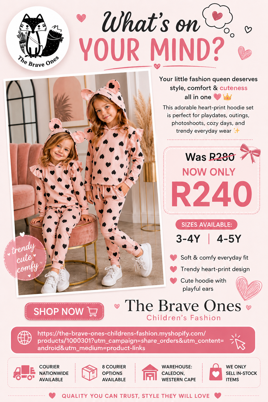 Pink Heart Hooded Tracksuit #1000301