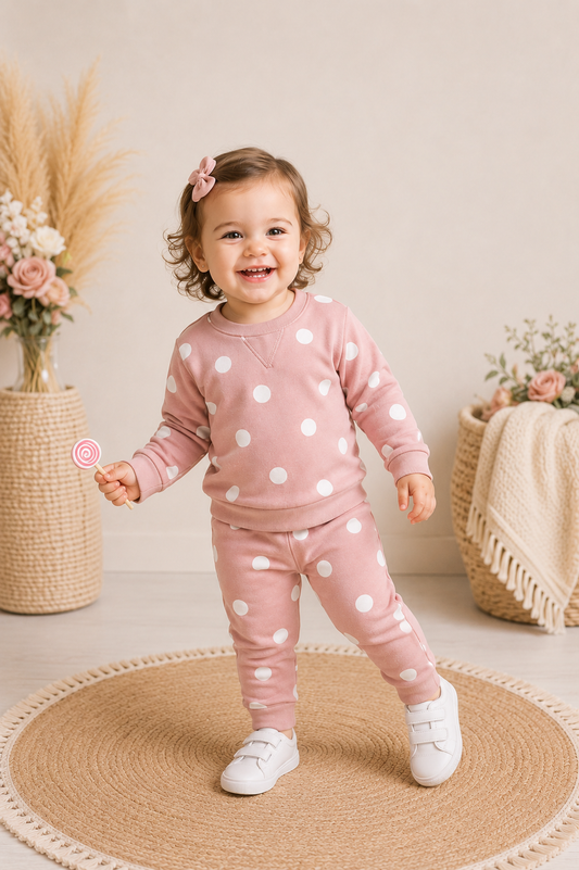 Pink Polk-a-dot Tracksuit #100079