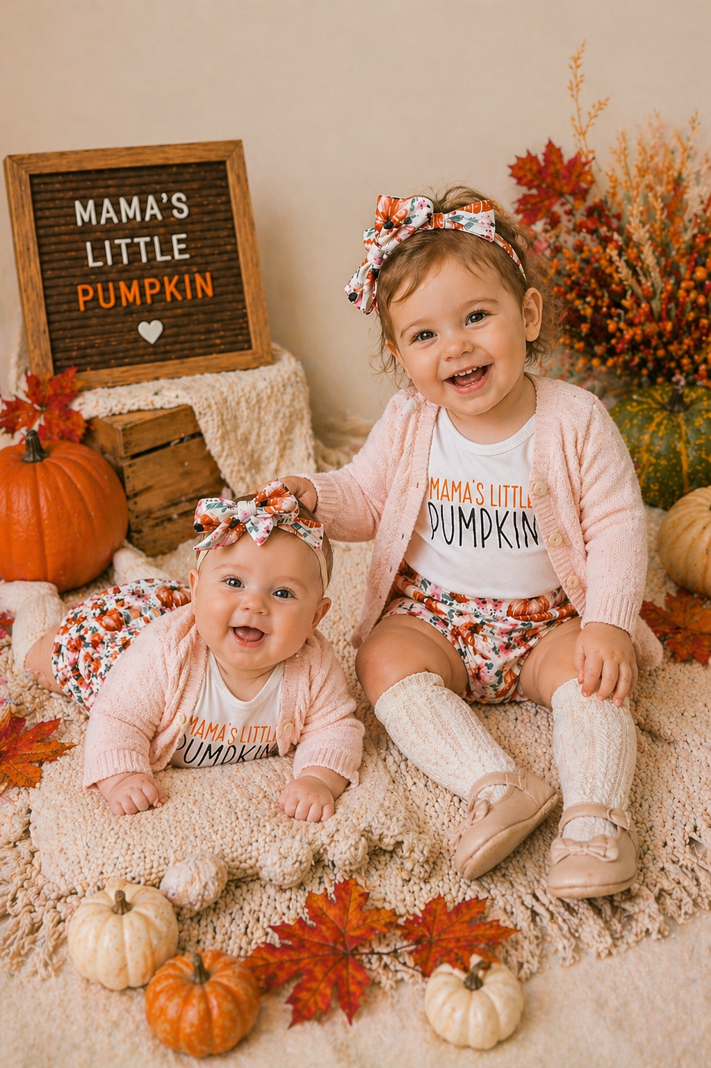 Mama's Little Pumpkin Romper with Bloomer and Headband #1000107
