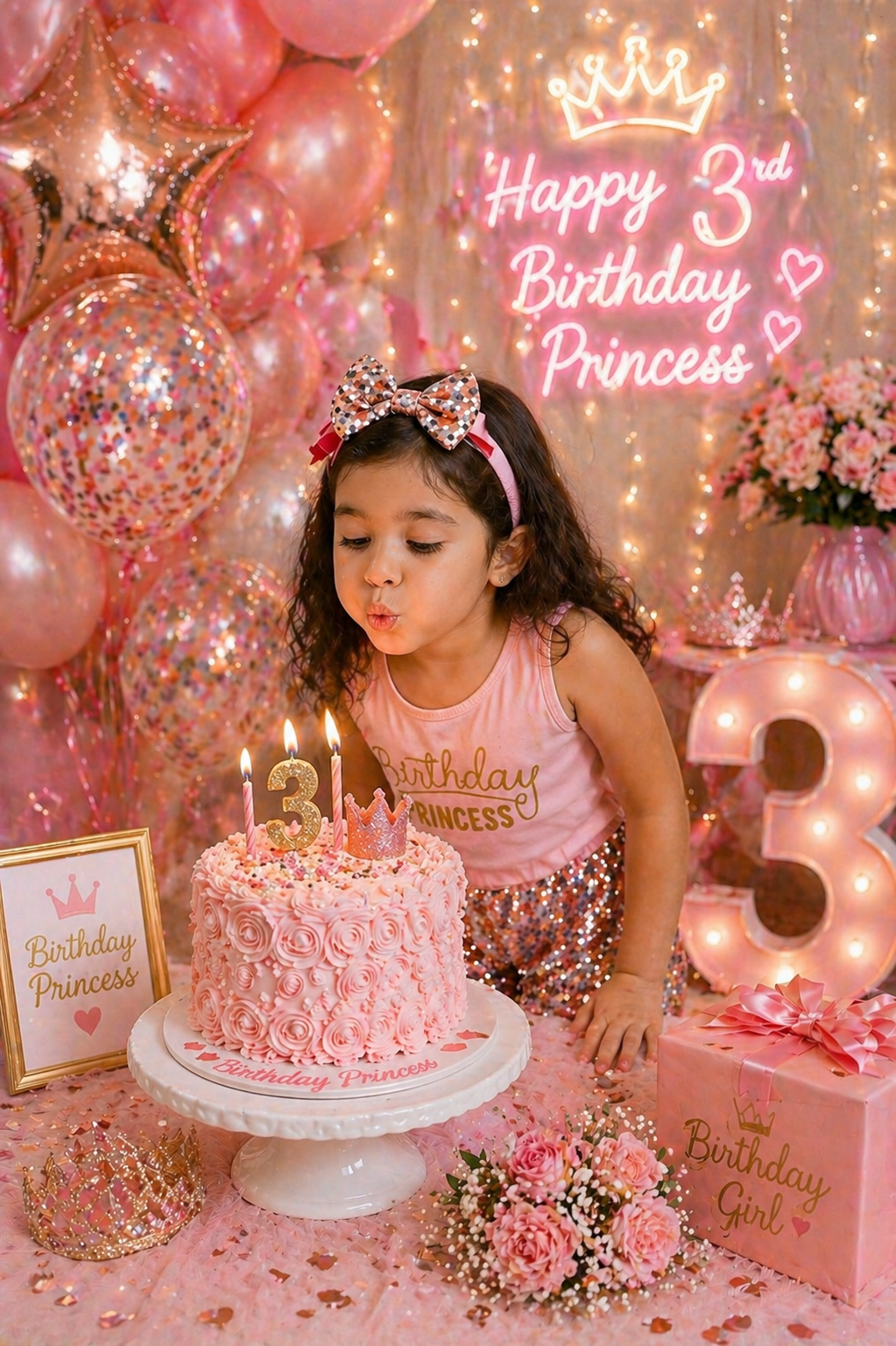 Birthday Princess Top with Sequins Shorts and Headband #1000289