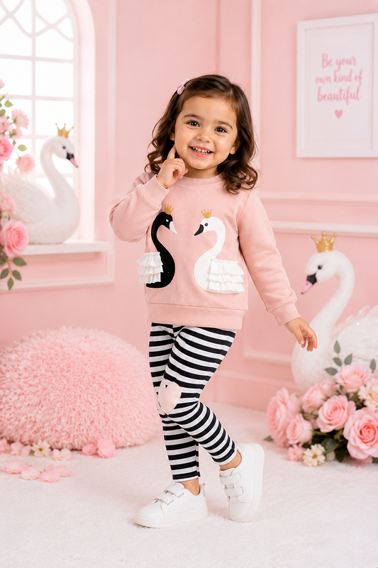 Swan Top and striped Legging #100089