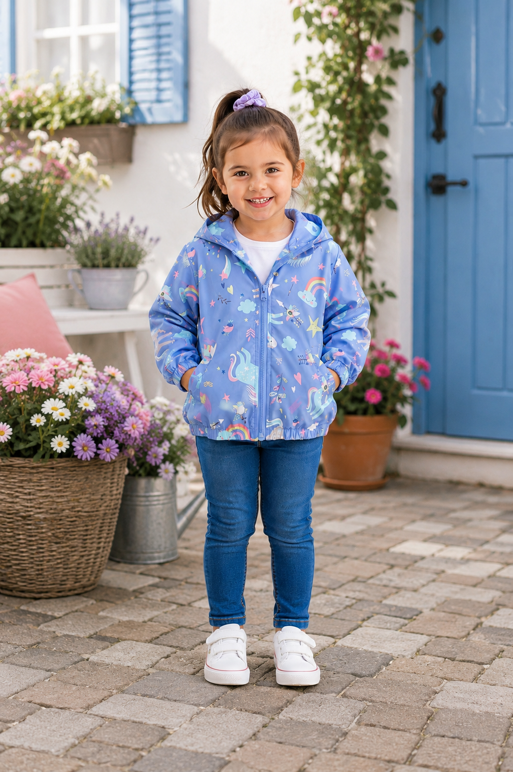 Blue Unicorn Rainbow Windbreaker Jacket #1001099