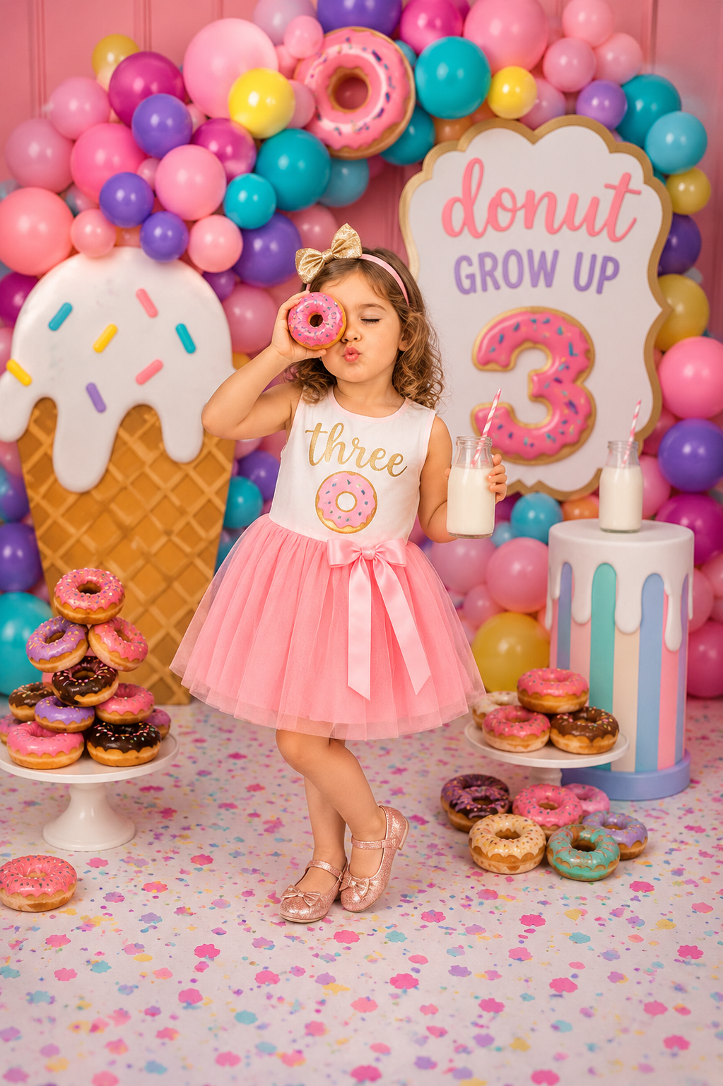 Three Sleeveless Birthday Dresses and Headband  #100088
