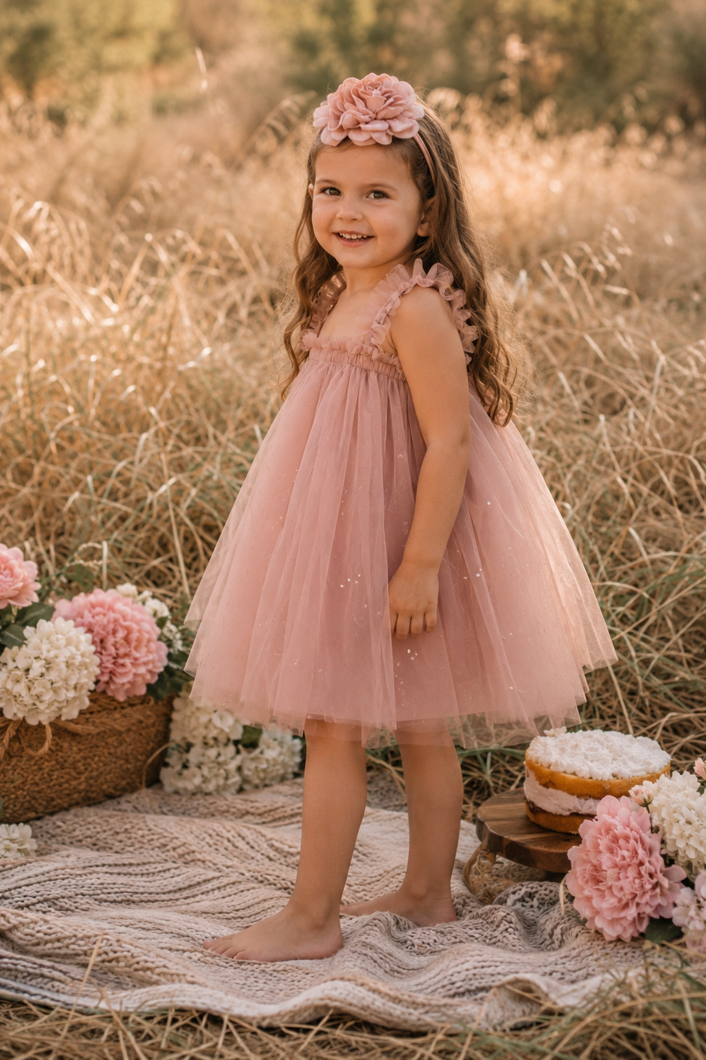 Dusty Pink Tulle Dress #1000951