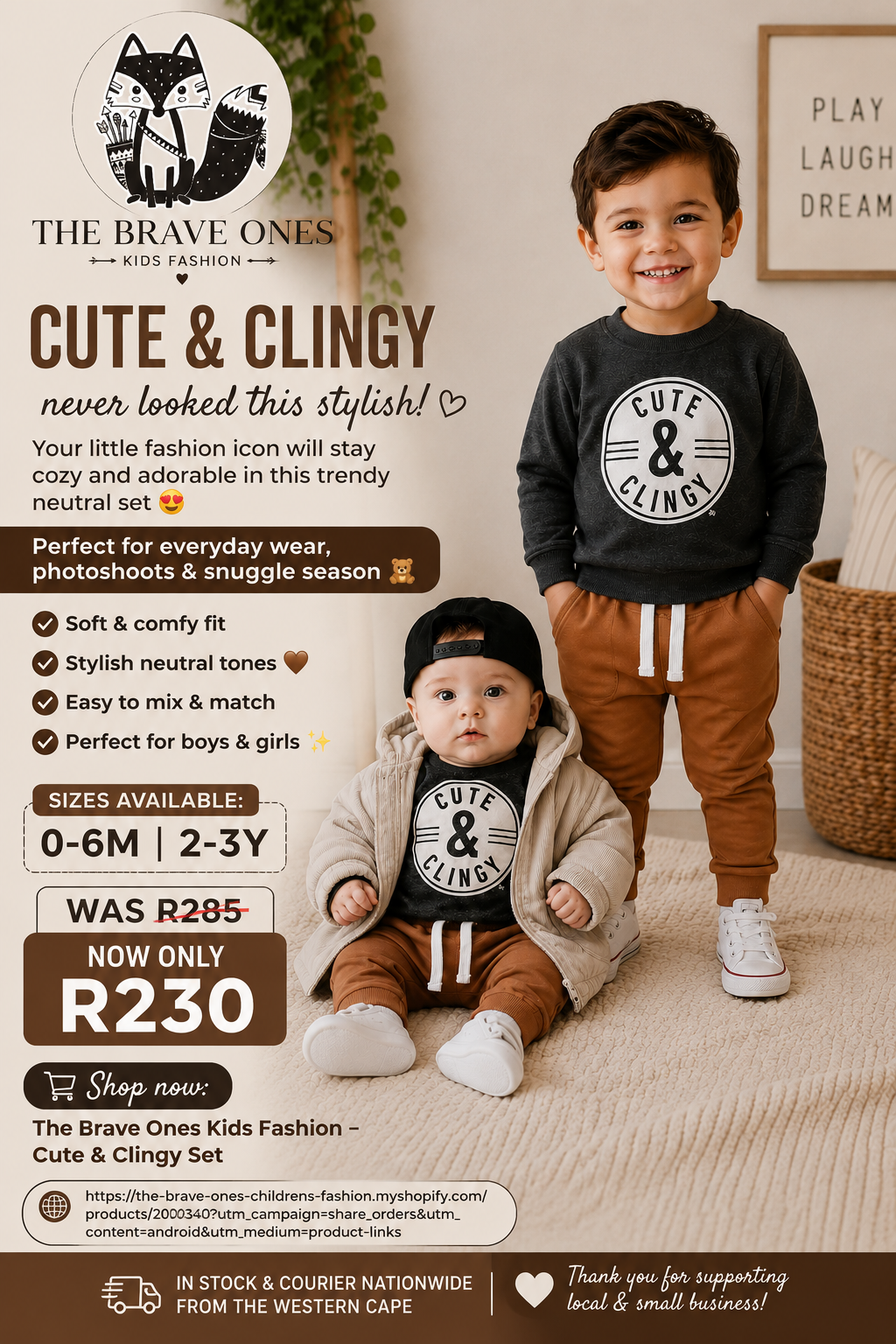 Gray Cute & Clingy Crewnek Top and Toffee Pants #2000340