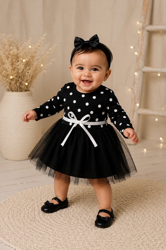 Black Polka Dress with Romantic Tutu #1001008