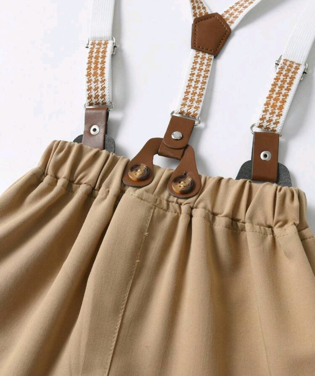 Gentleman Suit White Shirt, Chino Pants, Suspenders and Bowtie #2000105