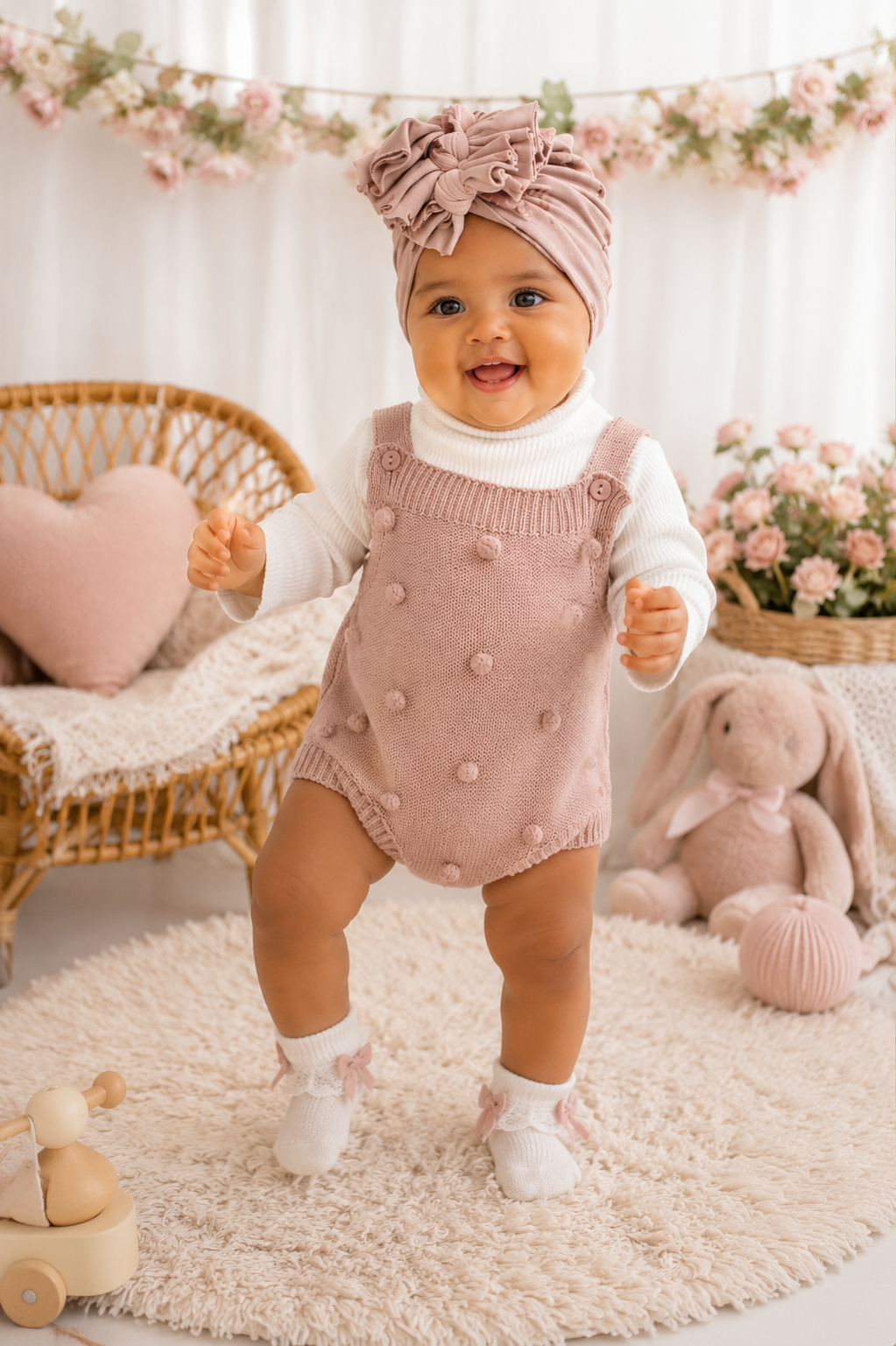 #1000889 Dusty Pink Knitted Romper