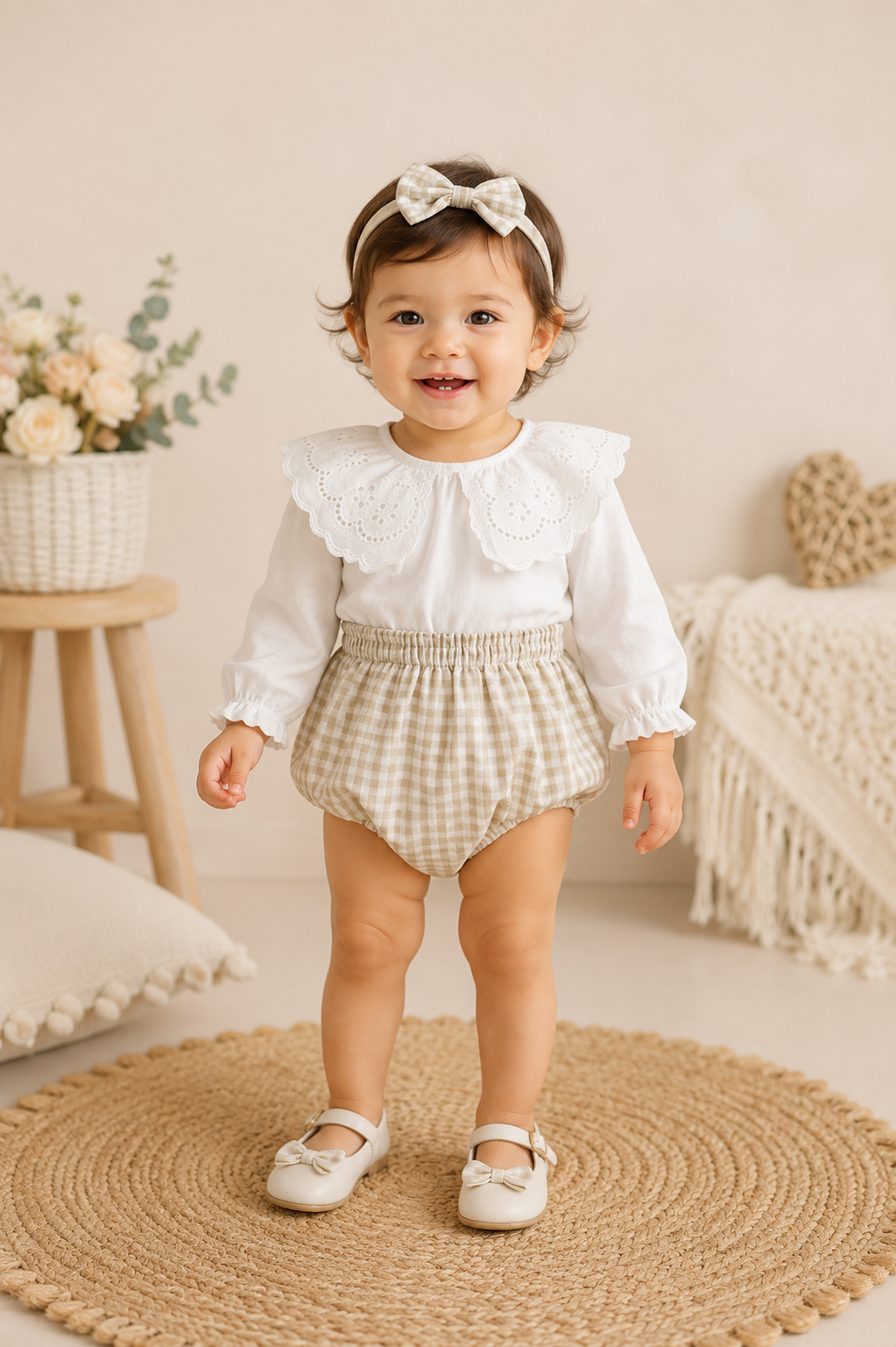 Lace Ruffle Collar Romper with Headband #10020035