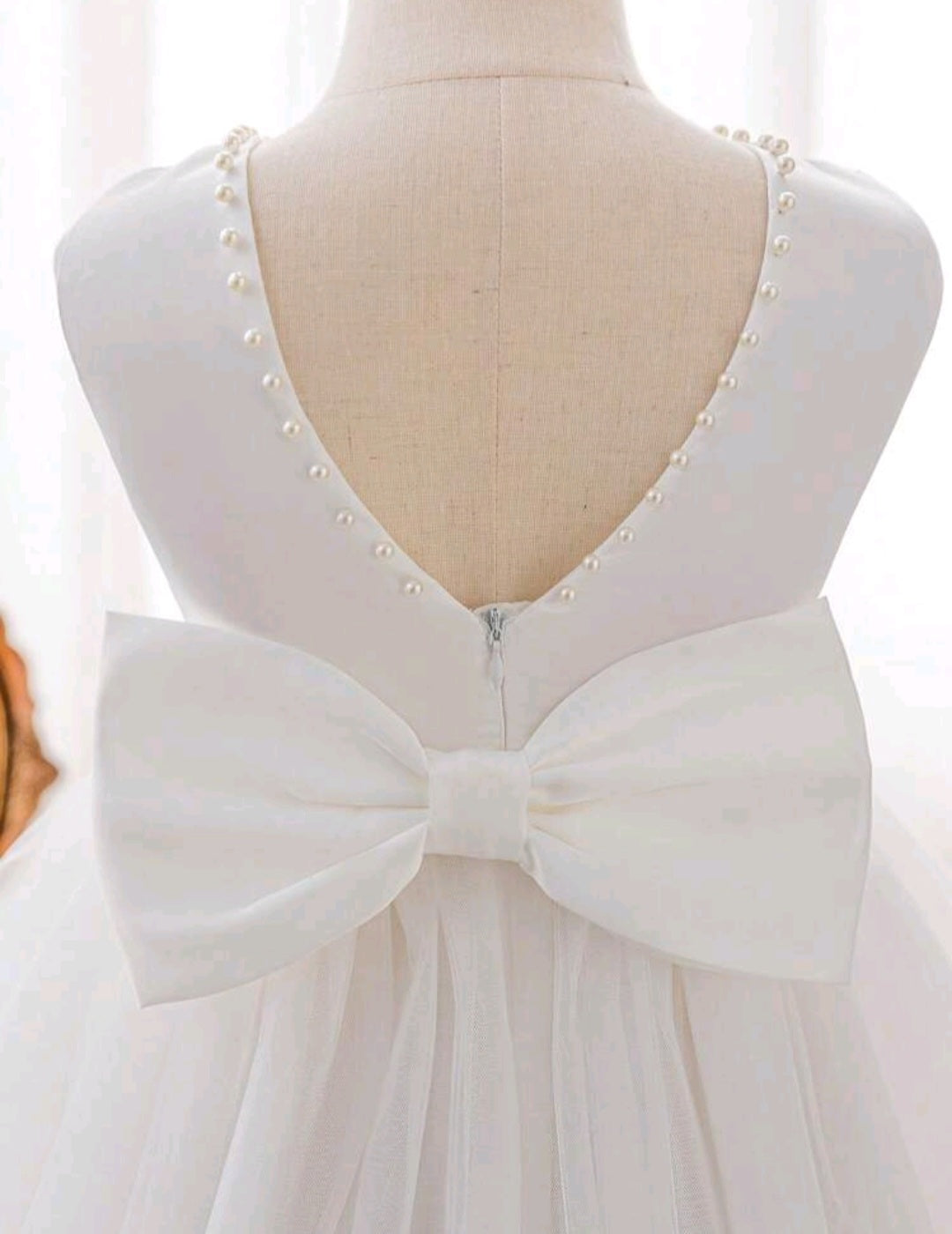 White Special Occasions Dress with Pearls #100082