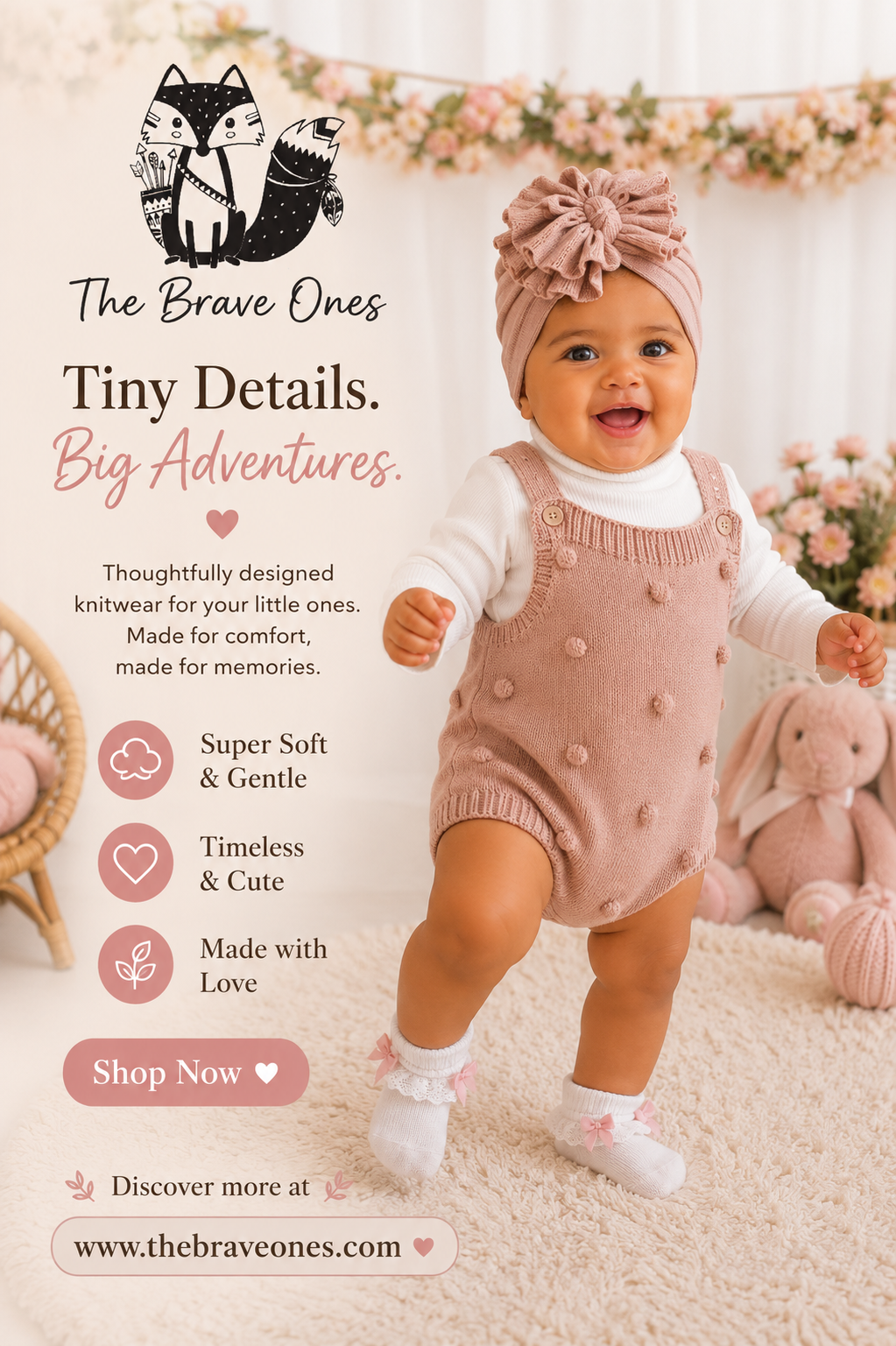 #1000889 Dusty Pink Knitted Romper