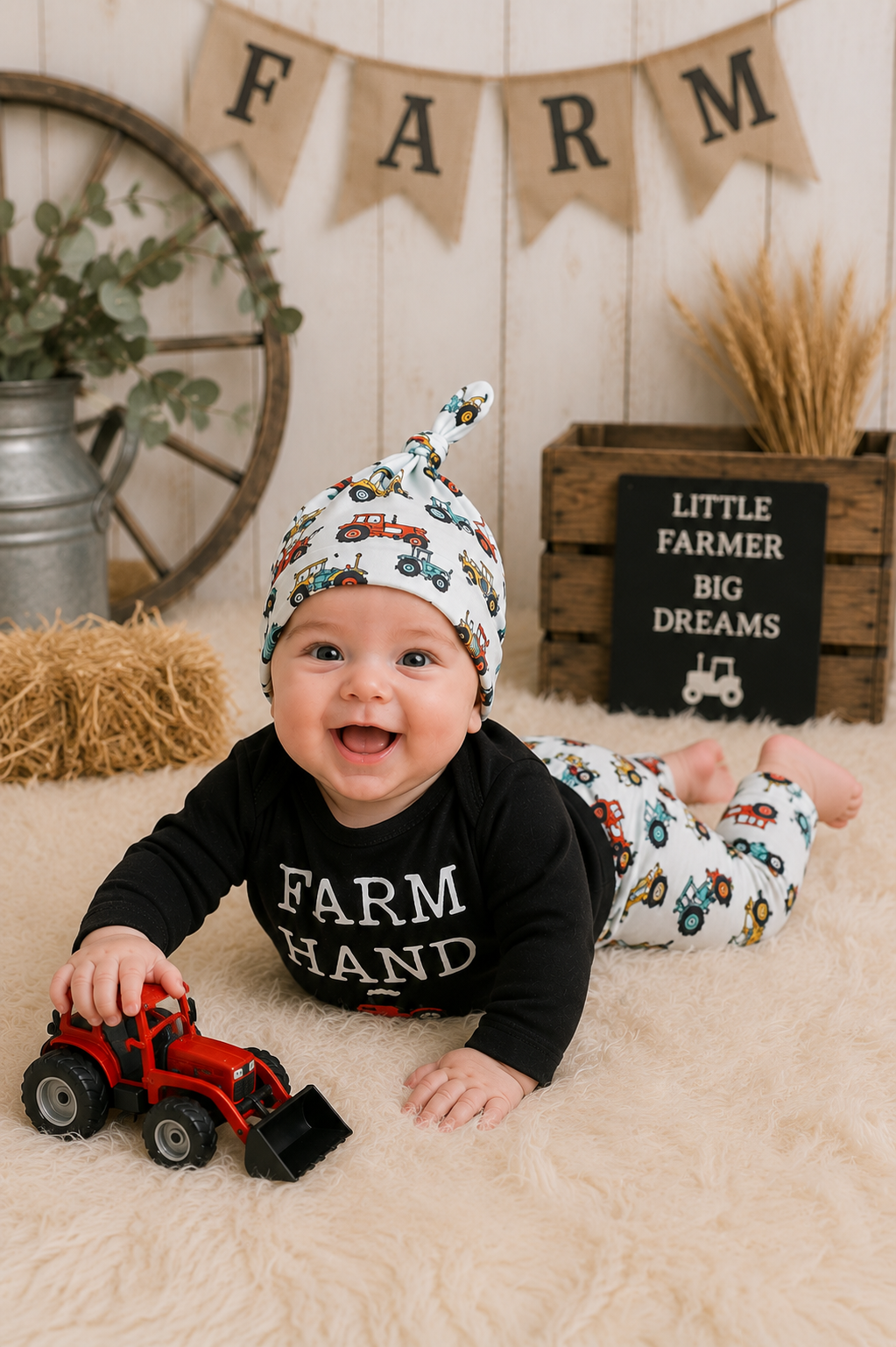 Farm Hand Romper,  Pants and Pumpkin Hat #2000121