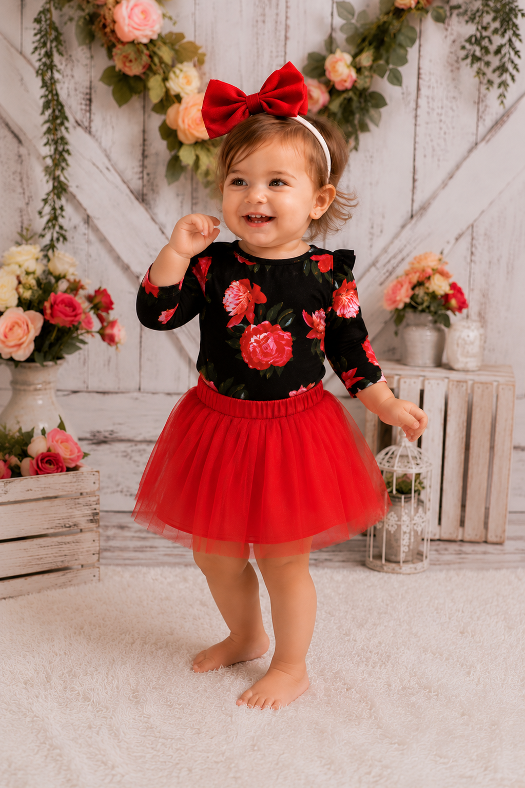Rose Leotard, Red Tutu and Headband #1000140
