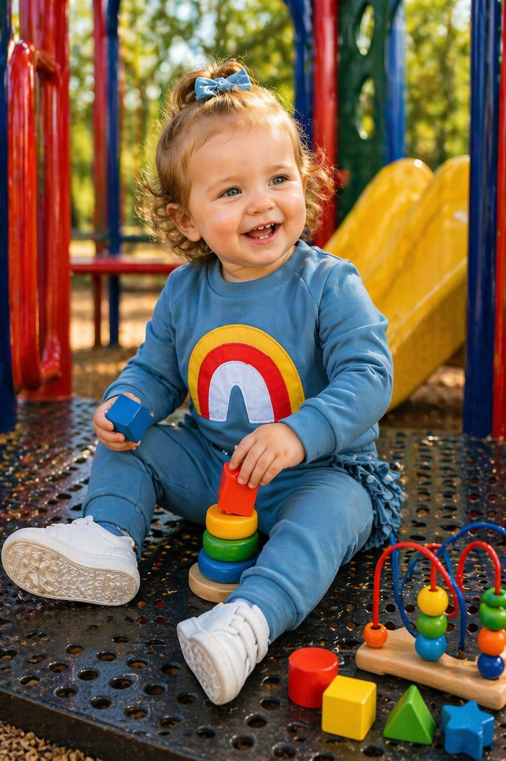 Petrol Blue Rainbow Crewnek Sweatshirt and Pants #1001120