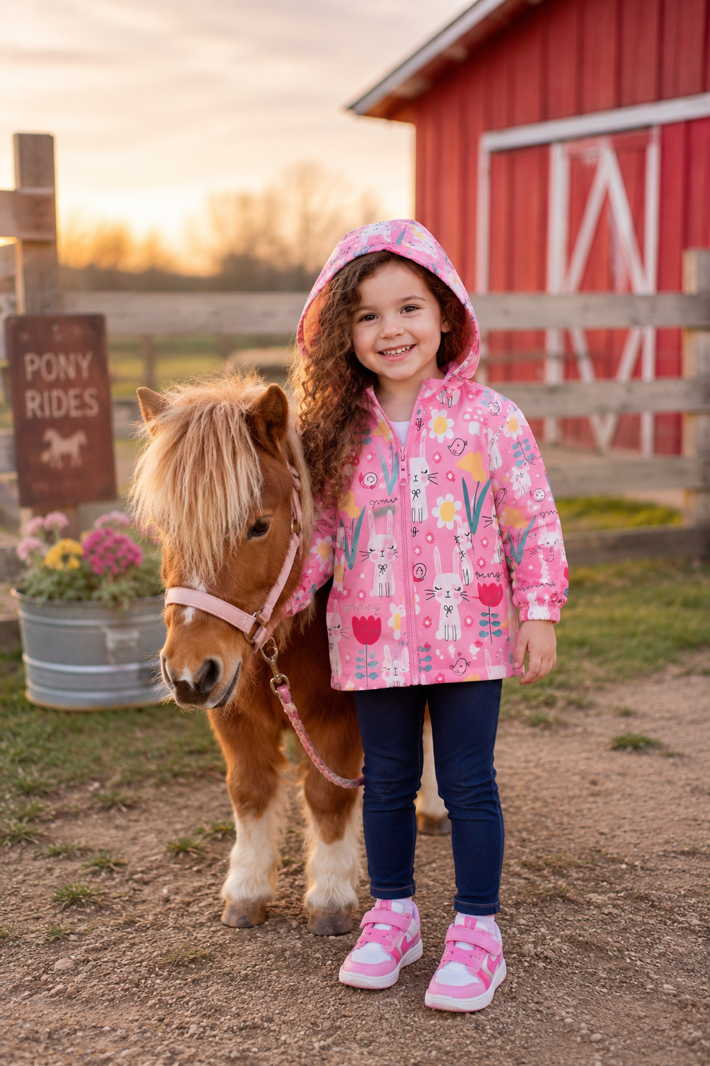 Pink Bunny Hooded Windbreaker #1000207