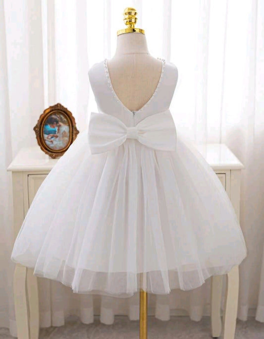 White Special Occasions Dress with Pearls #100082