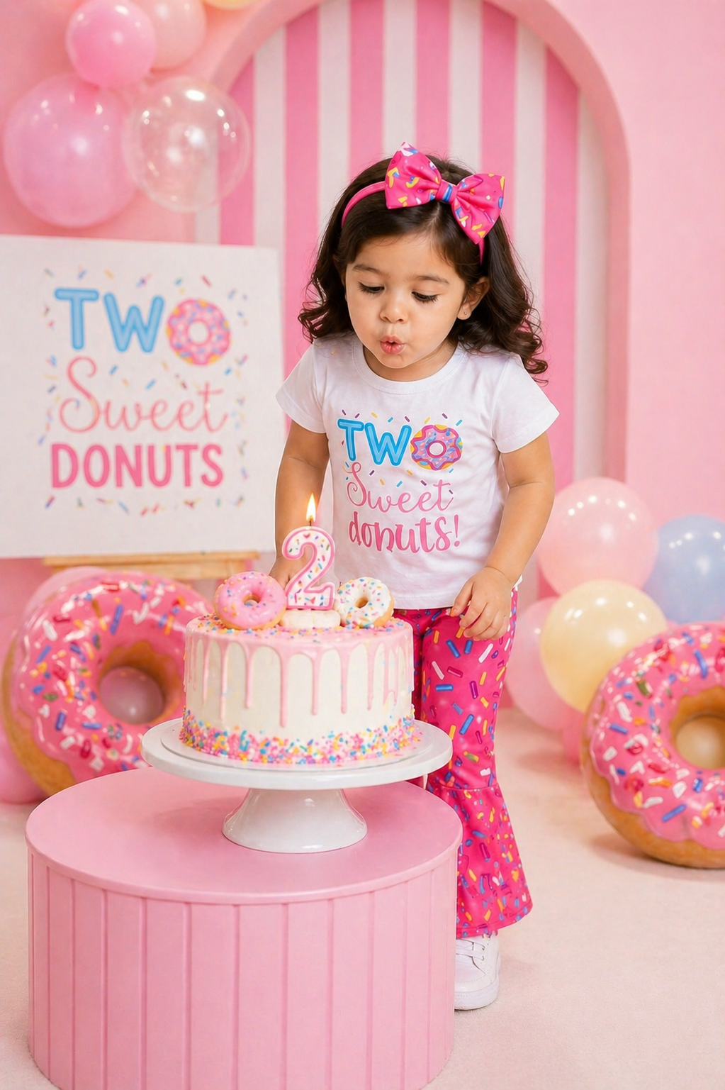 Two Sweet Donuts T-shirt with Bell Bottoms and Headband  #1000284