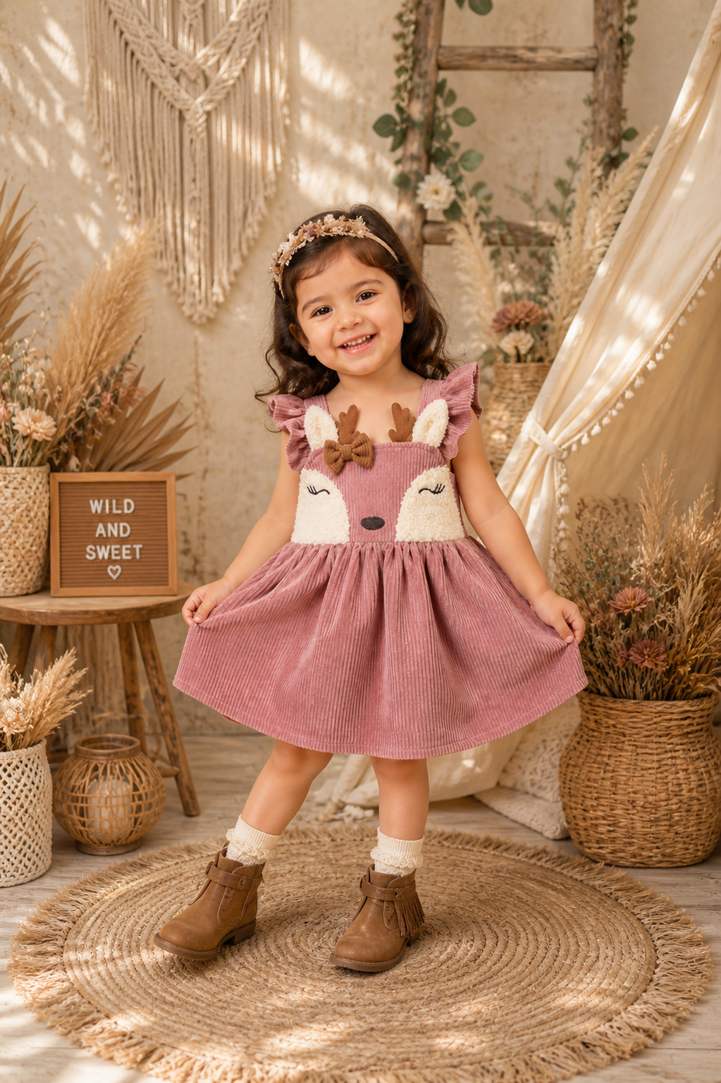 Dusty Pink Corduroy Dress #1001031