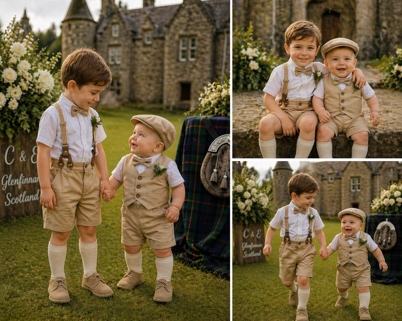Gentleman Suit White Shirt, Chino Pants, Suspenders and Bowtie #2000105