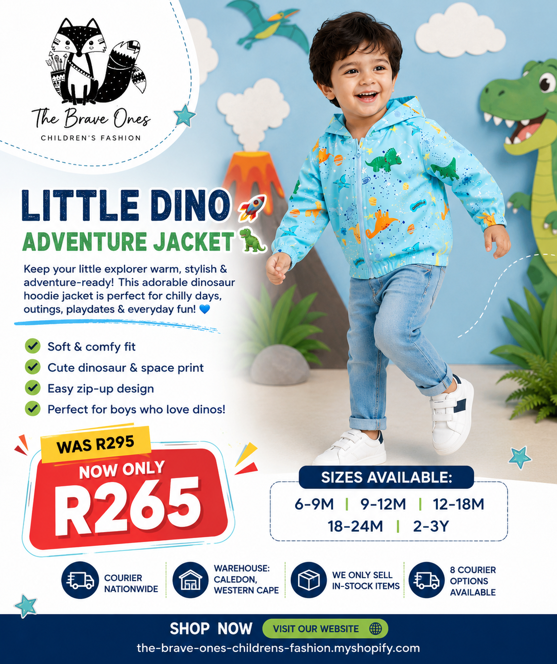 Blue Dinosaur Windbreaker Jacket #1001095