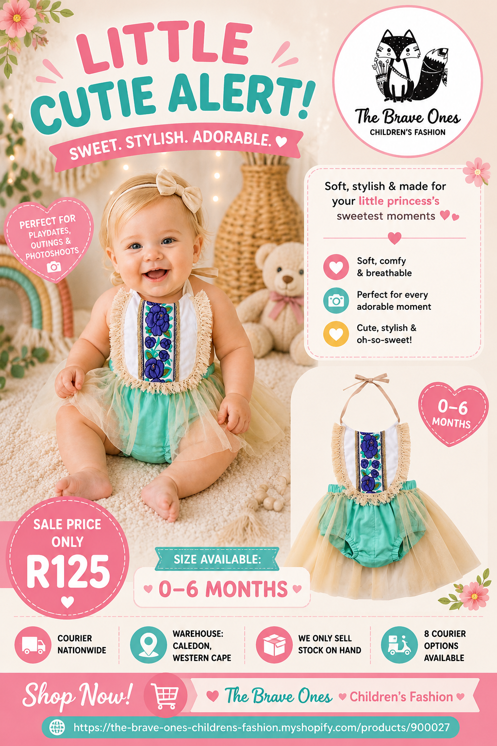Teal Floral Romper with Romantic Tutu #900027