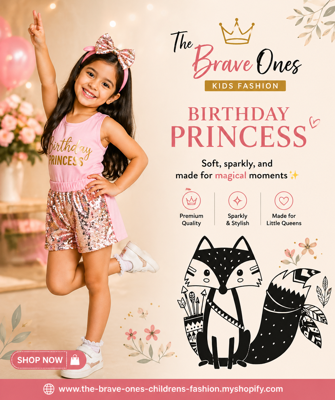 Birthday Princess Top with Sequins Shorts and Headband #1000289