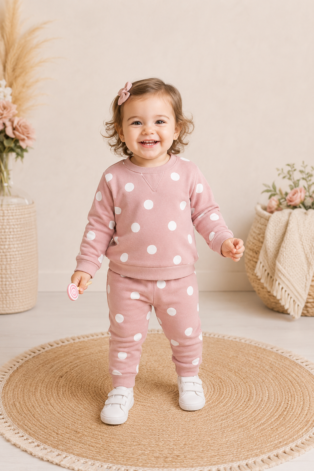 Pink Polk-a-dot Tracksuit #100079