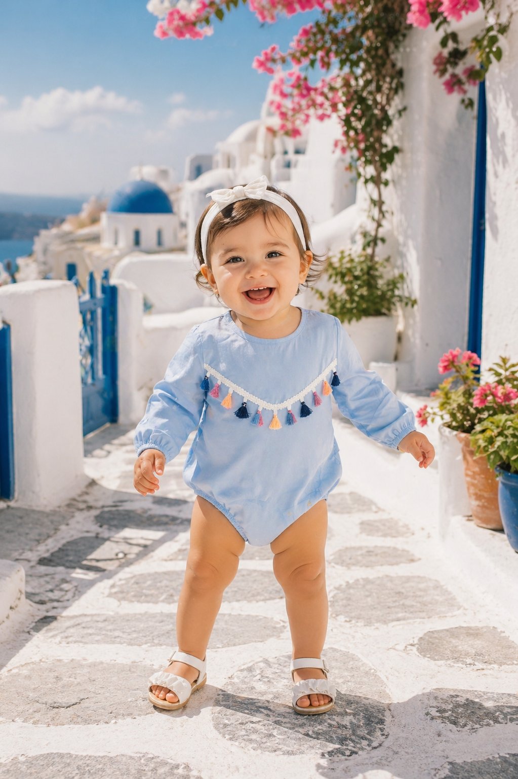 Blue Balloon Romper with Tassels #900028