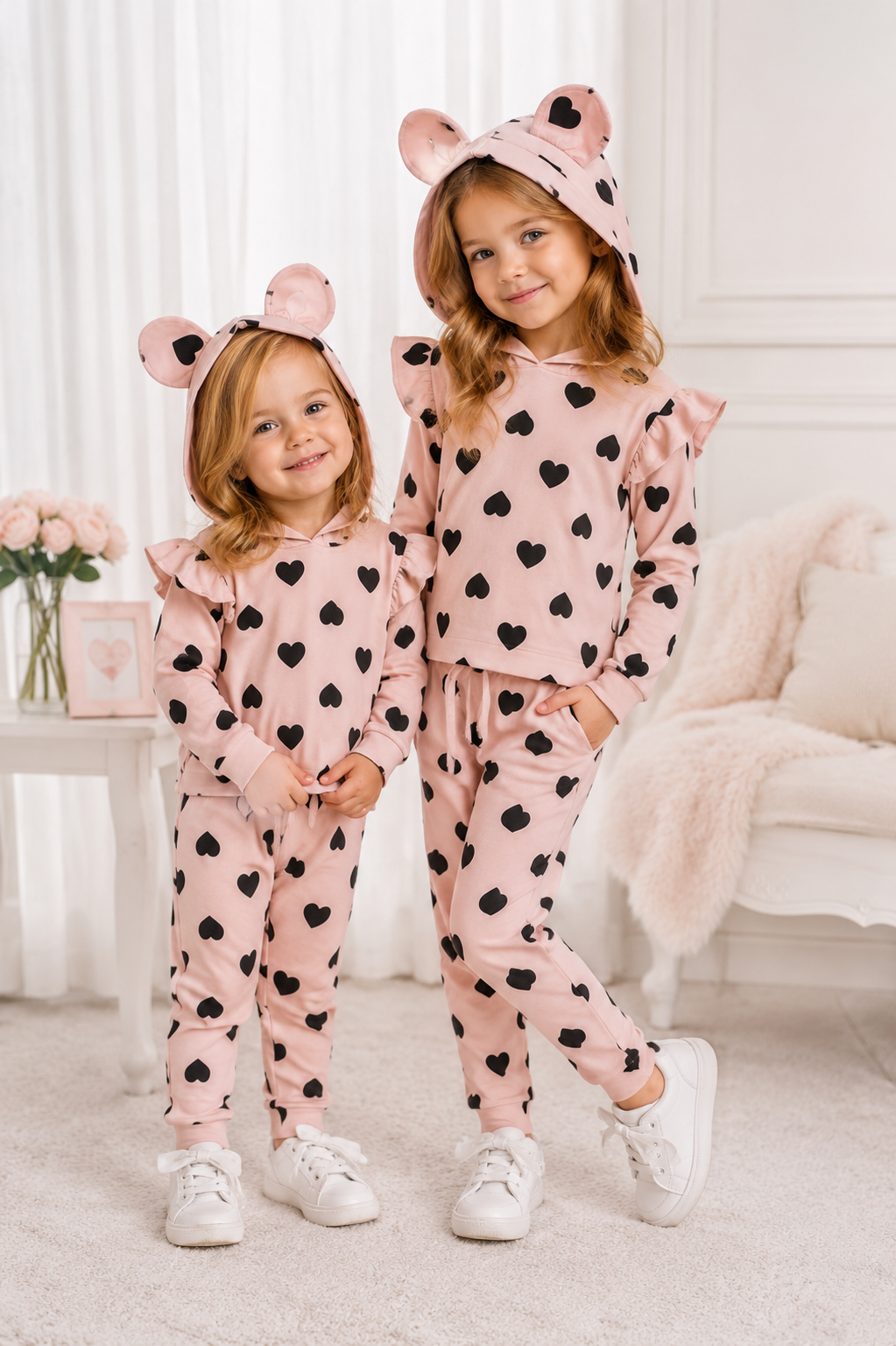 Pink Heart Hooded Tracksuit #1000301
