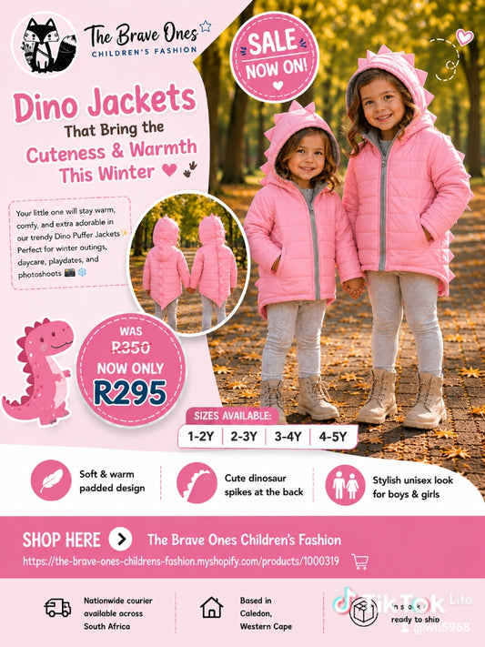 Dino Puffer Jacket Pink #1000318