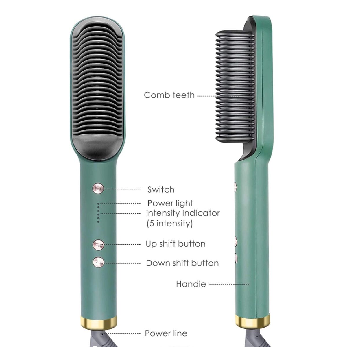 Hair Straightener Comb One-Step Hair Straightening Brush FH909 - White.  Hair Straightener Comb One-Step Hair Straightening Brush - Green #80004
