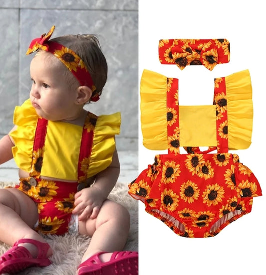 Red Sunflower Ruffle Romper #1000176