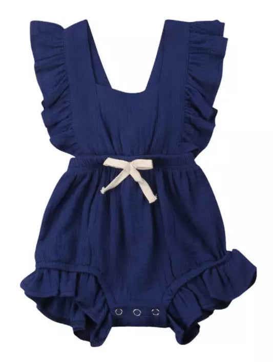 Navy Cotton Romper  #1000200