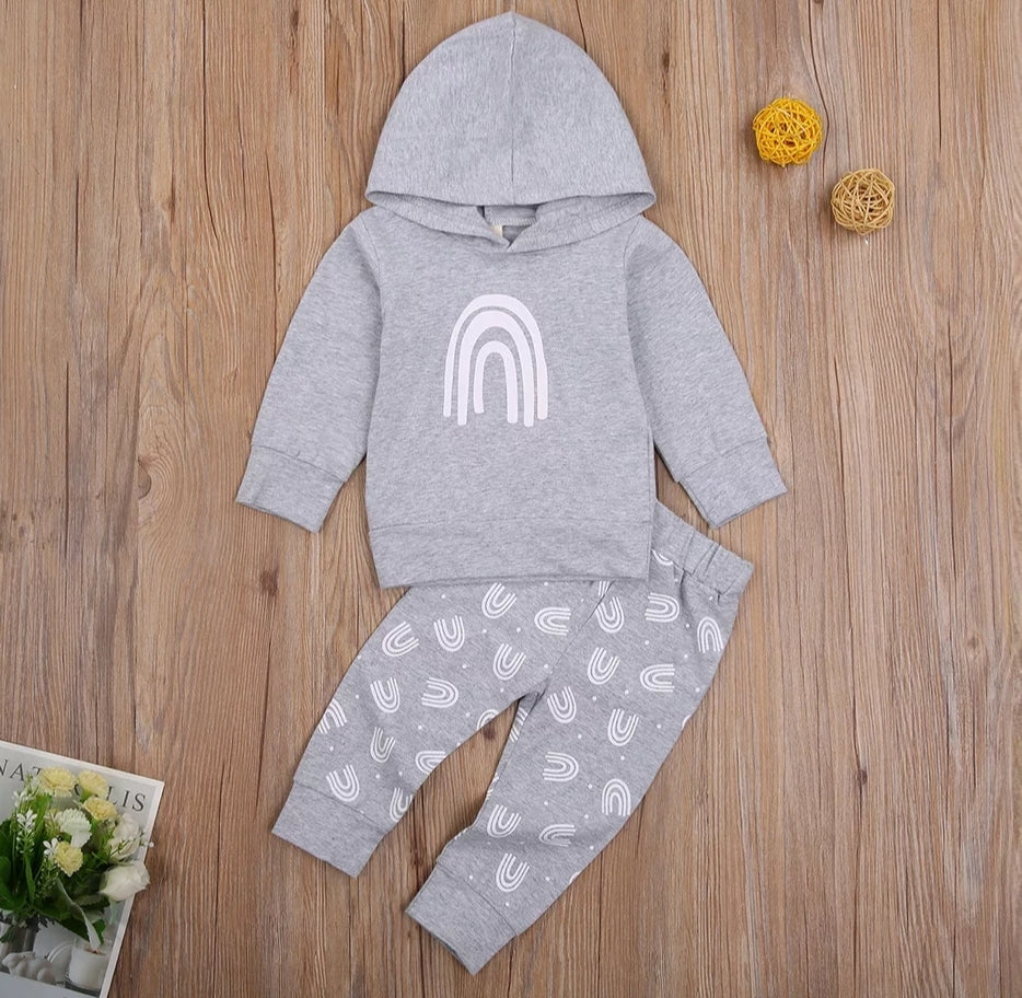 Gray Hooded Rainbow Tracksuit #1000102