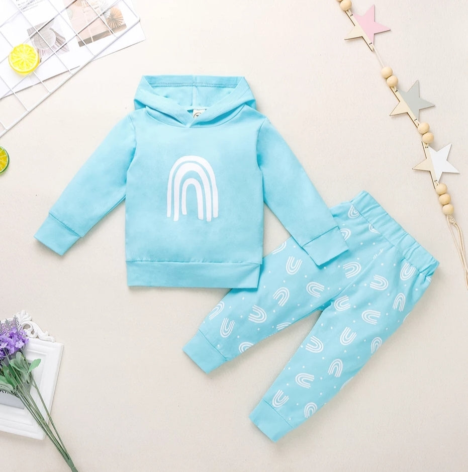 Sky Blue Rainbow Hooded Tracksuit #1000101