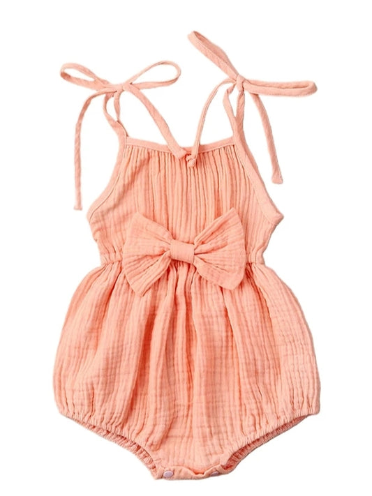 Peach Boho Muslin Romper #1000739