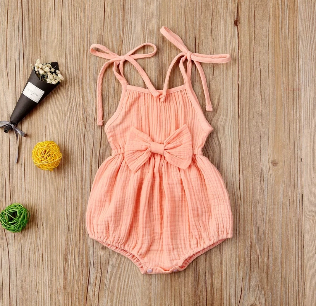 Peach Boho Muslin Romper #1000739