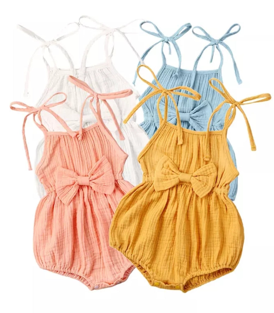 Peach Boho Muslin Romper #1000739