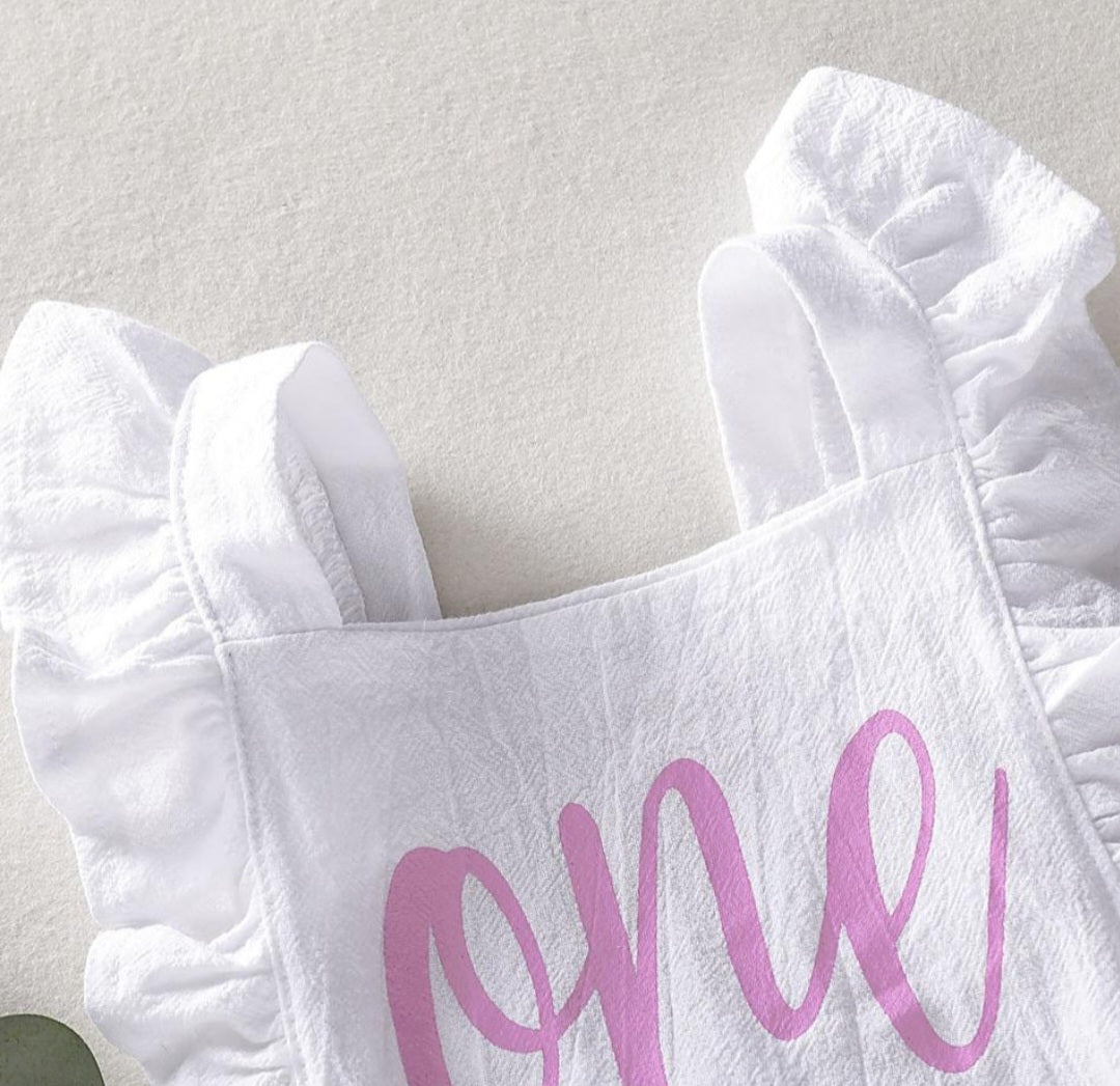 First Birthday White Romper #1000219