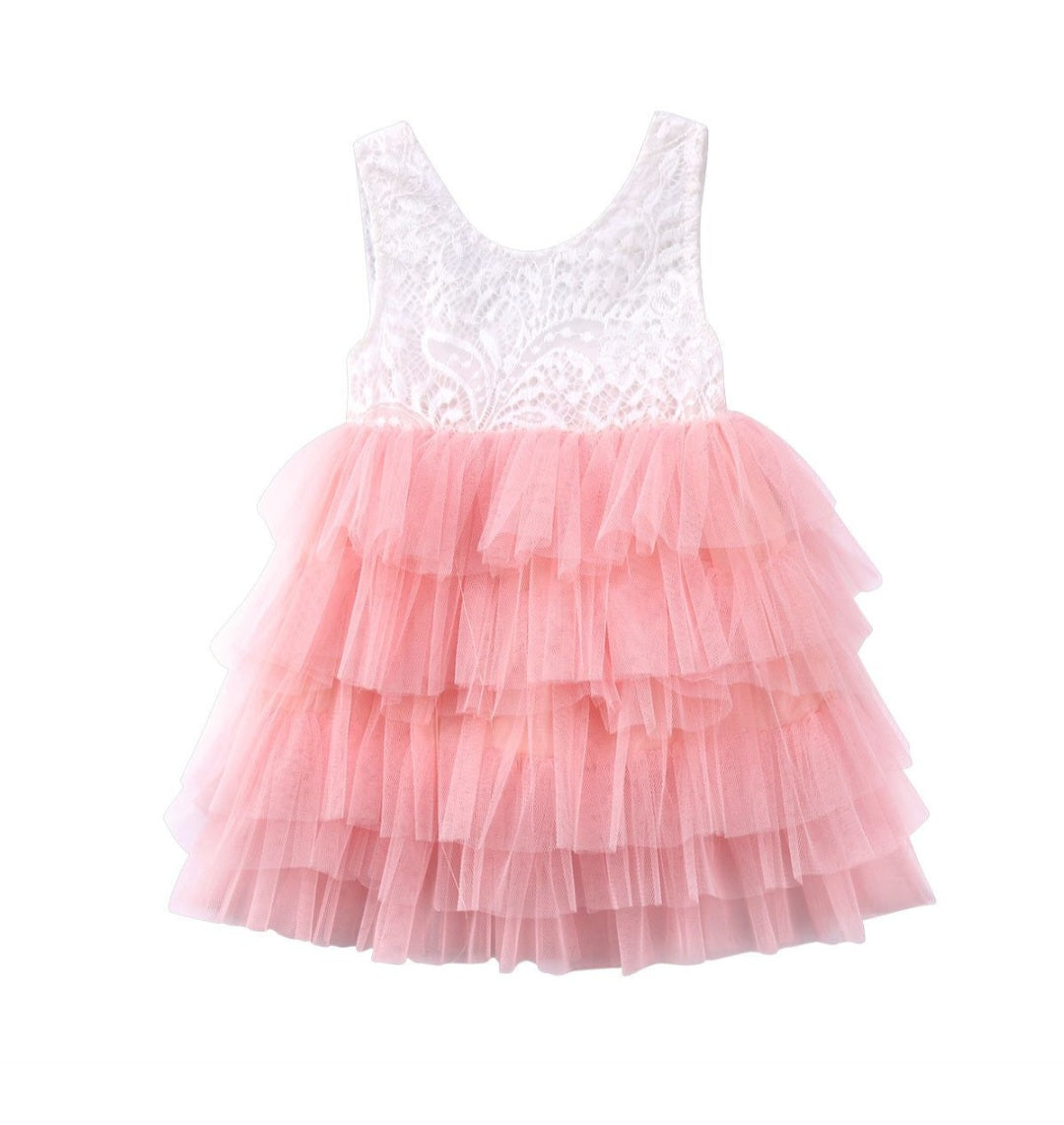 Peachy Pink and Lace Tutu Dress #1000127