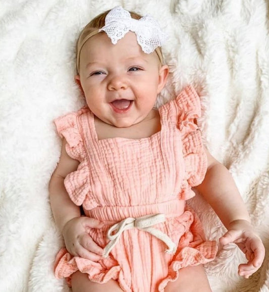 Peach Ruffle Romper #1000163