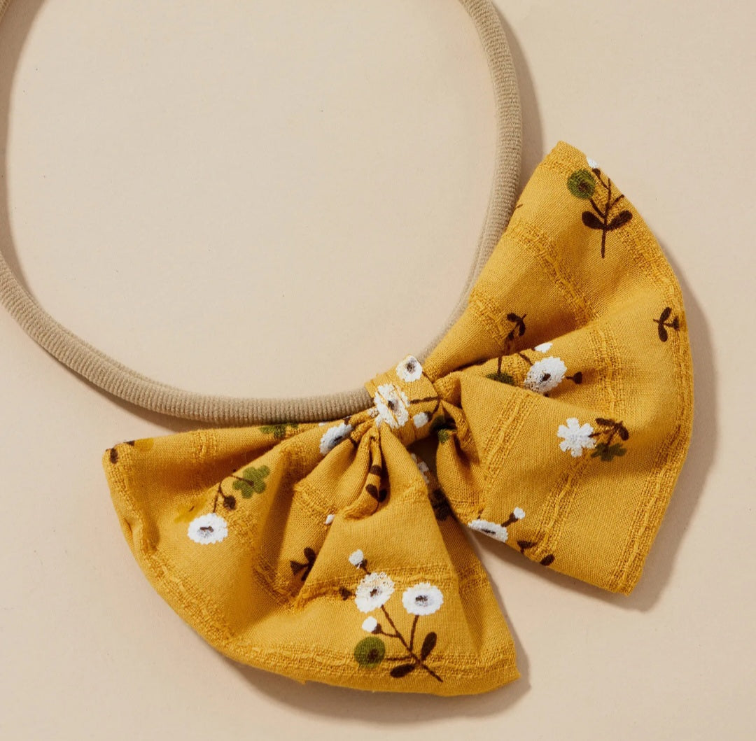 Mustard Floral Dress with Headband #1000922