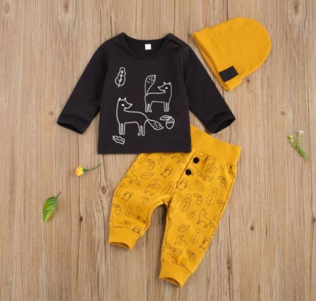 Black and Yellow Fox 3PSC Tracksuit #20001