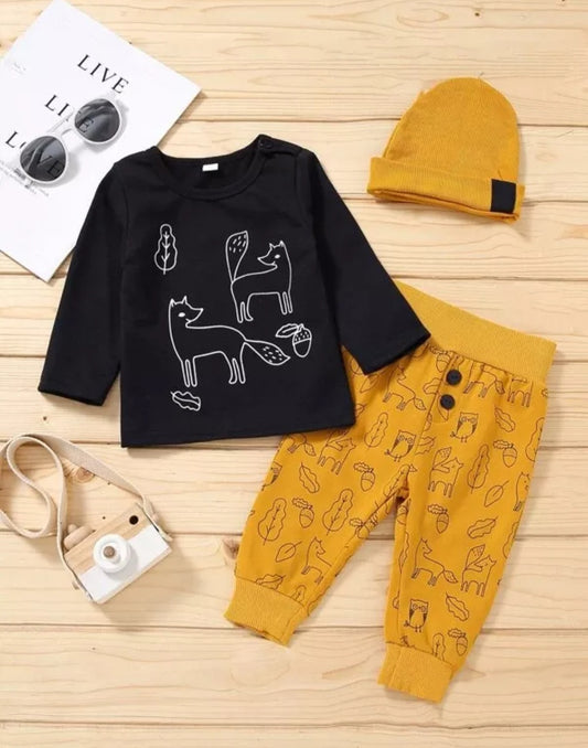 Black and Yellow Fox 3PSC Tracksuit #20001